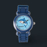 Boys Shark Ocean Fish Cute Modern Blue Kids  Watch<br><div class="desc">Blue,  shark,  ocean,  fish personalized kids watch. Nautical watercolor. Perfect for boys.</div>