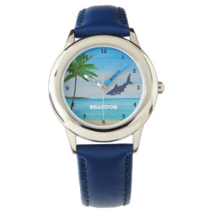 Boys Shark Ocean Fish Cute Tropical Blue Kids  Watch