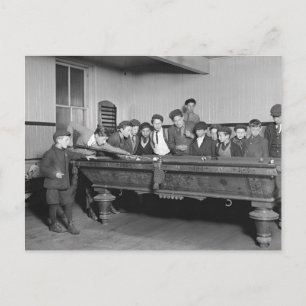 Boys Shooting Pool, 1909 Postcard