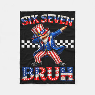 Boys Six Seven Meme Uncle Sam 67 4th Of July Kids Fleece Blanket