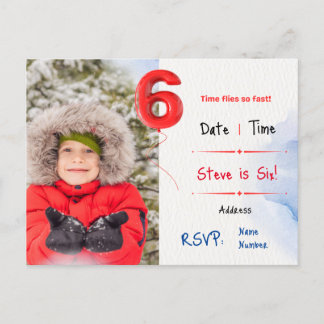 Boy's Sixth Birthday Party Invitation