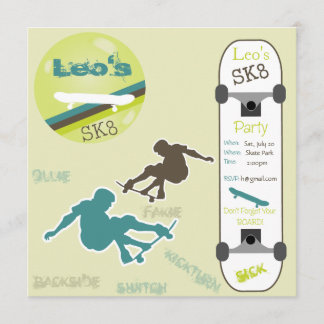Boys Skateboard Party Invitation