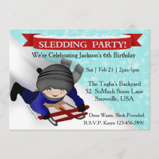 Boy's Sledding Party Invitations
