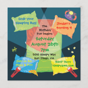 Boy's Sleepover Birthday Party Invitation