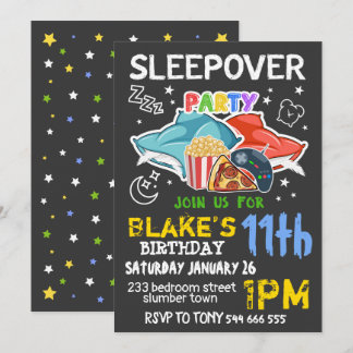 Boys Sleepover Invitation - SLEEPOVER BIRTHDAY