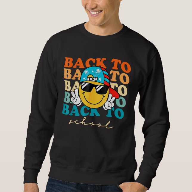 Boys Smile Face Sunglasses   Kids Back To School Sweatshirt (Front)