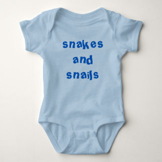 Boys snakes and snails in blue baby bodysuit