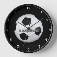 Boys Soccer Ball Black Stylish Custom Name Kids