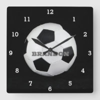 Boys Soccer Ball Black Stylish Custom Name Kids