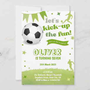 Boys Soccer Birthday Invitation Football Party