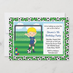 Boys Soccer Birthday Party Invitation