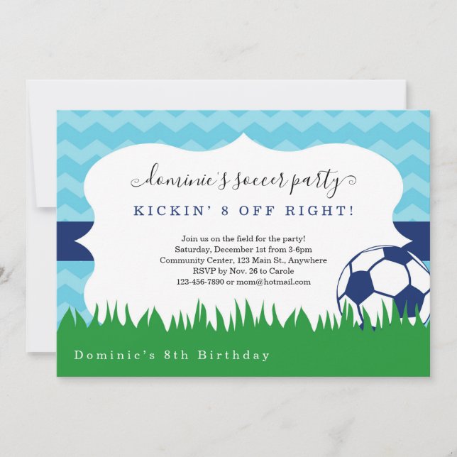Boy's Soccer Birthday Party Invitation (Front)