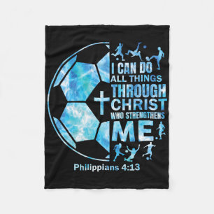 Boys Soccer Christian Shirt I Can Do All Things Re Fleece Blanket