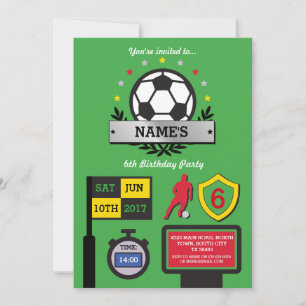 Boy's Soccer Party Birthday Sports Green Invite