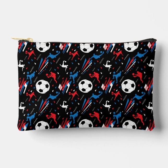 Boys Soccer Player - Red White Blue Freestyle Accessory Pouch (Front)