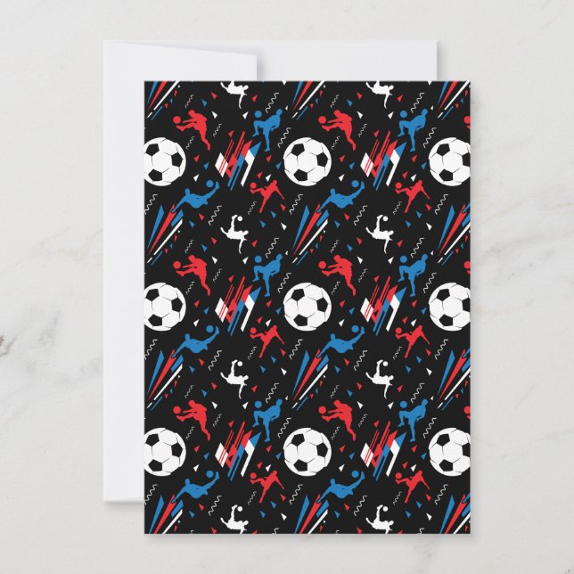 Boys Soccer Player - Red White Blue Freestyle Holiday Card (Front)