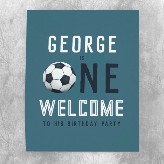 Boys Soccer Sports 1st Birthday Welcome Sign (Creator Uploaded)
