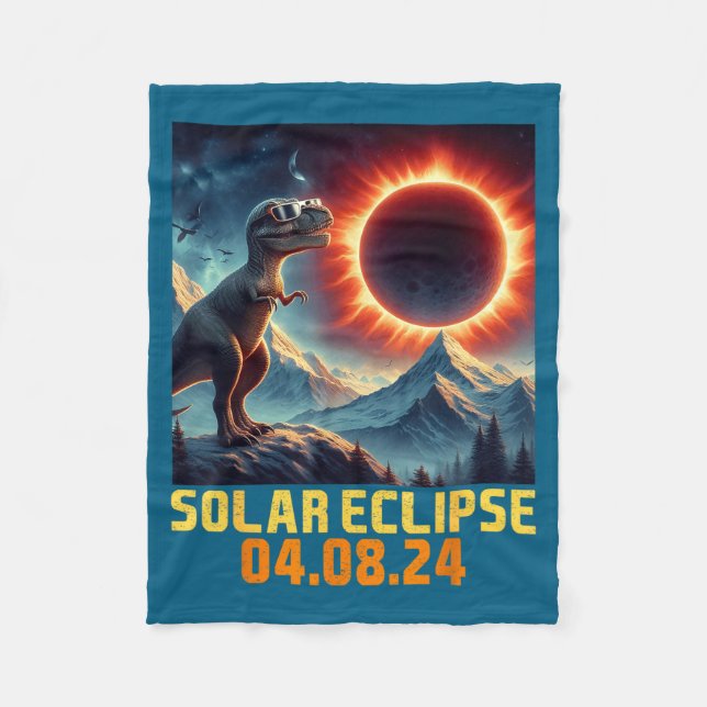 Boys Solar Eclipse Rex Dino Glasses Fleece Blanket (Front)