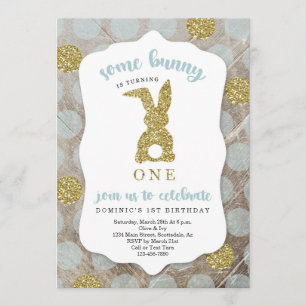 Boys Some Bunny Is Turning One Easter 1st Birthday Invitation