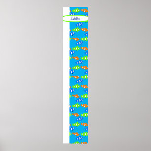 Boys Sons Blue Clown Fish Swimming Growth Chart