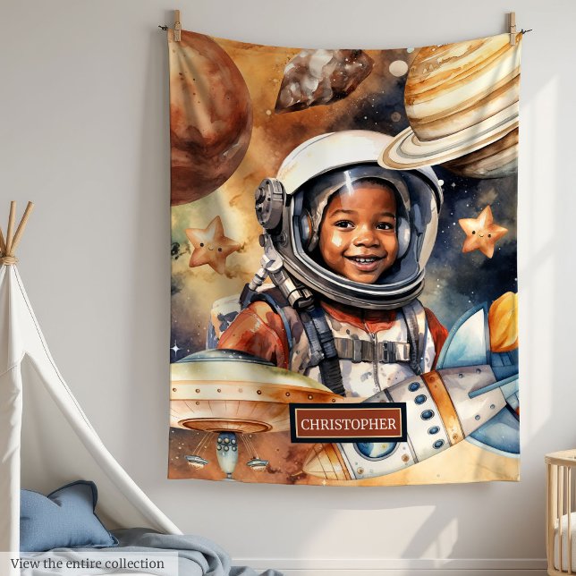 Boys Space Blanket Astronaut Watercolor Design (Boys Space Blanket Astronaut Watercolor Design)