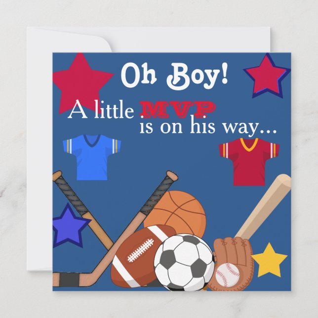 Boys Sports Baby Shower Invitation HOCKEY (Front)