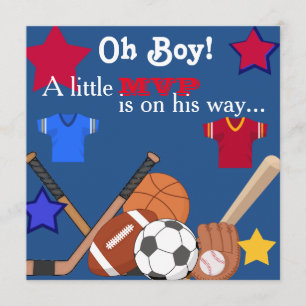 Boys Sports Baby Shower Invitation HOCKEY