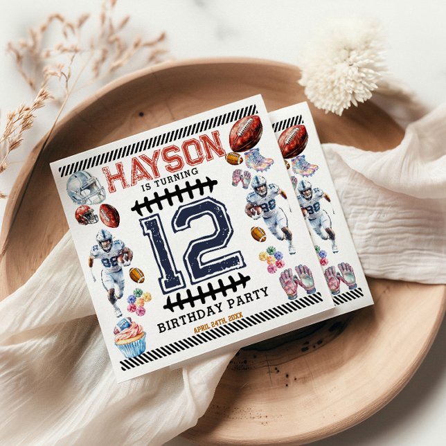 Boys Sports Football Birthday Party Napkin (Creator Uploaded)