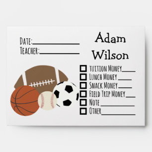 Boys Sports Green Stripe School Envelope