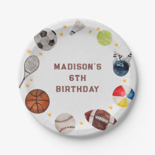 Boys Sports Kids Birthday Party Paper Plate