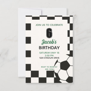 Boys Sports Soccer Birthday Party  Invitation
