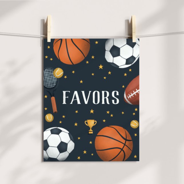Boys Sporty Blue Birthday Party Favour Sign (Creator Uploaded)