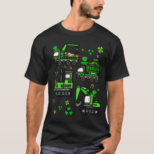 Boys St Patricks Day Crane Truck Construction Todd T-Shirt