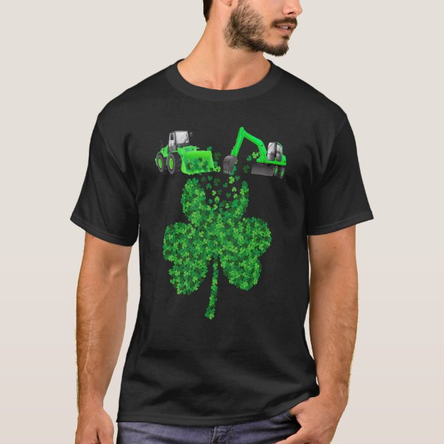 Boys St Patricks Day Crane Truck Construction Todd T-Shirt (Front)
