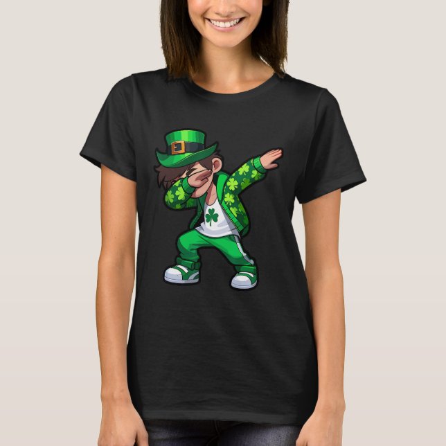 Boys St. Patricks Day Lucky Charm Dabbing Leprecha T-Shirt (Front)