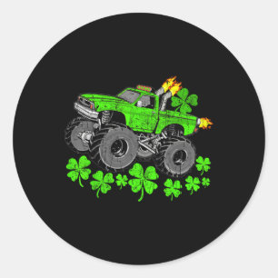 Boys St Patricks Day Lucky Monster Truck Classic Round Sticker