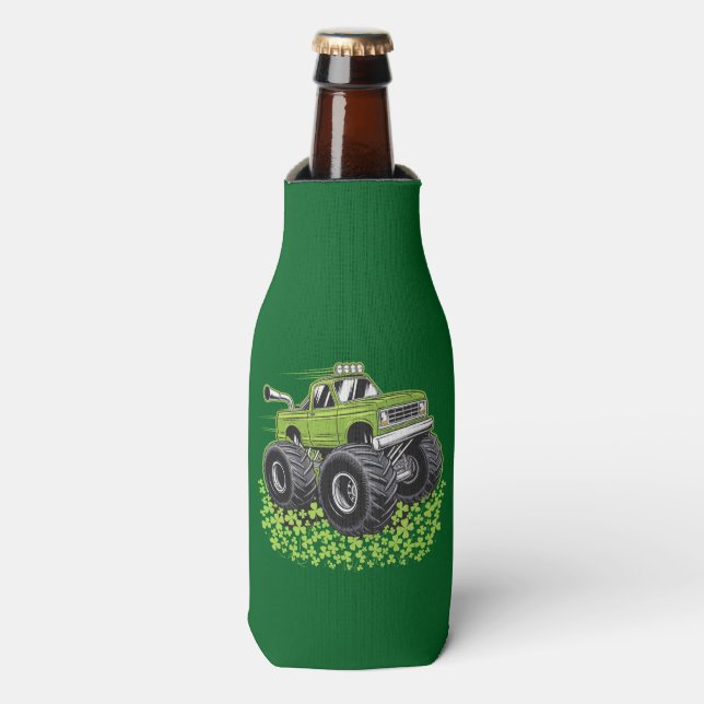 Boys St Patricks Day Toddler Lucky Monster Truck  Bottle Cooler (Bottle Front)