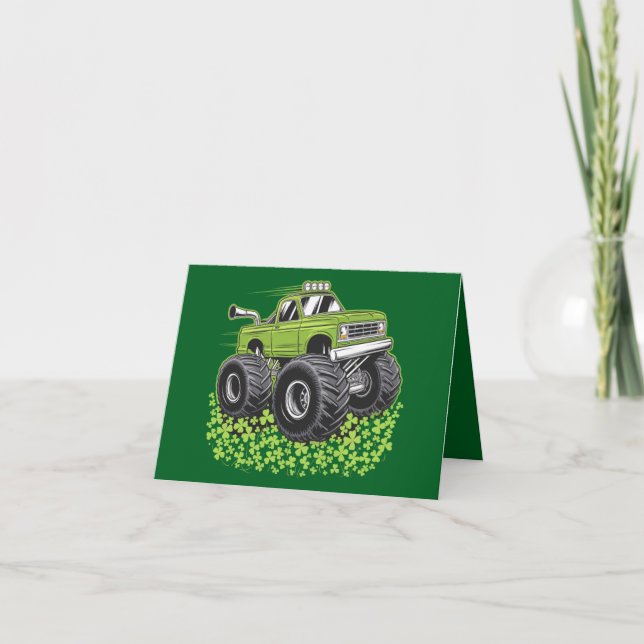 Boys St Patricks Day Toddler Lucky Monster Truck  Card (Front)