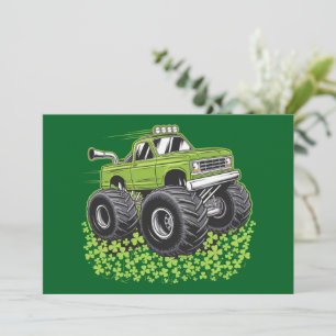 Boys St Patricks Day Toddler Lucky Monster Truck  Invitation