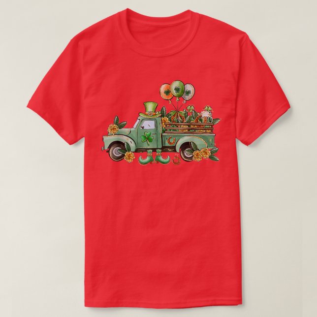 Boys St Patricks Day Truck Car Loads Of Luck Shamr T-Shirt (Design Front)