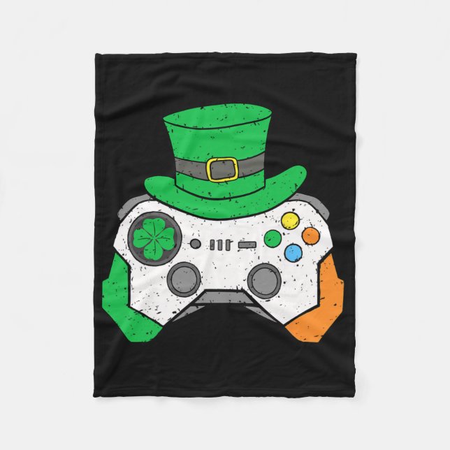 Boys St Patricks Day Video Game Controller Mens Ir Fleece Blanket (Front)