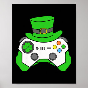 Boys St Patricks Day Video Game Controller Mens Ir Poster