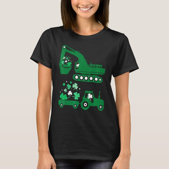 Boys St Pattys Day Truck Vehicles Front Loader And T-Shirt (Front)