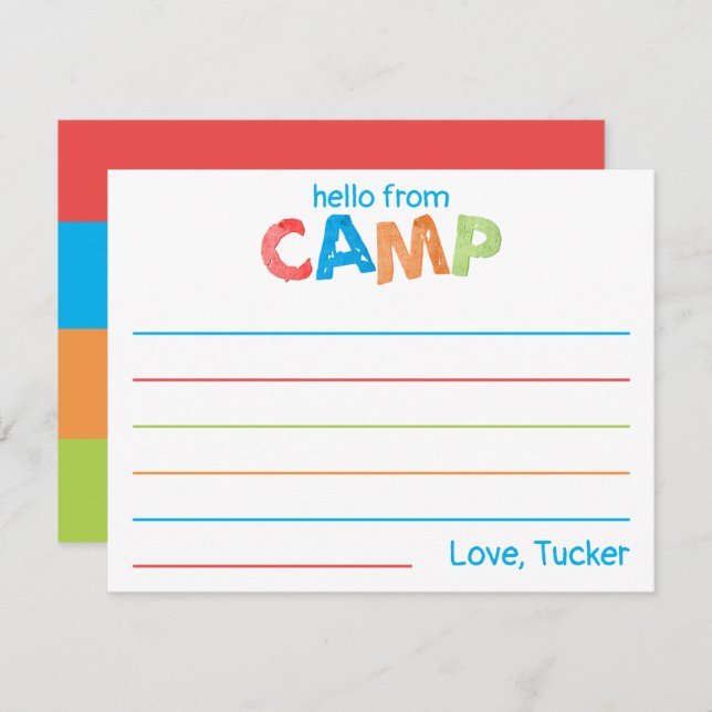 Boys Summer Camp Stationery Colourful Rustic Card (Front/Back)