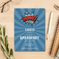 Boys Super Hero Comic Birthday Party Invitation