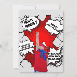 Boys Superhelden Comic Foto Geburtstags Invitation