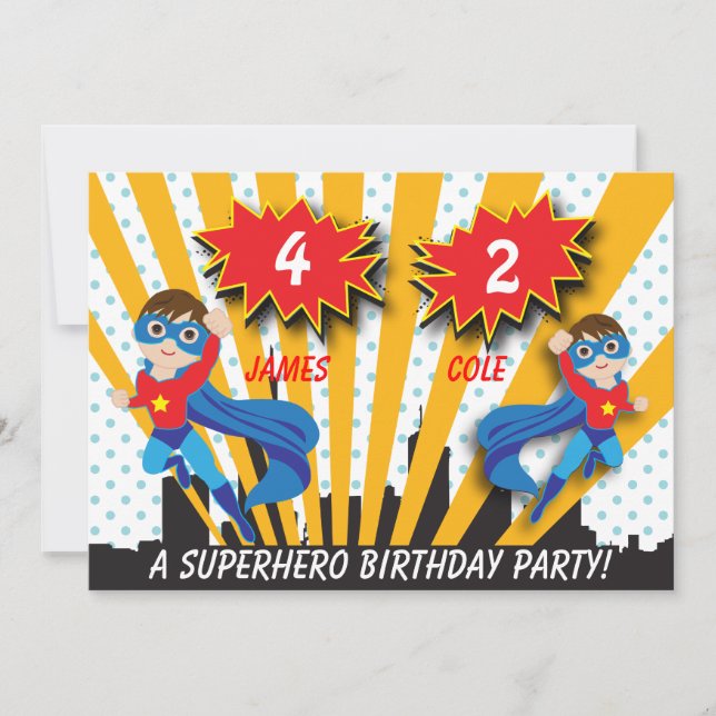 Boys Superhero Birthday Invitation (Front)