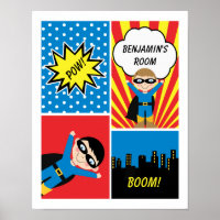 Boys Superhero Personalised Poster