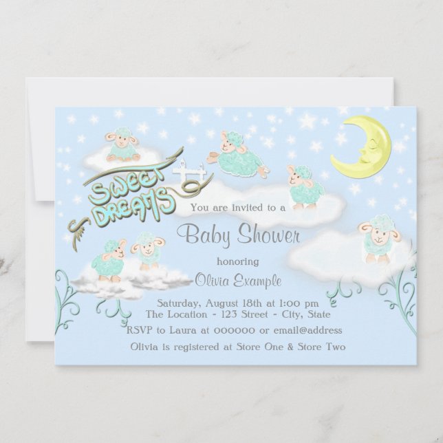 Boys Sweet Dreams Baby Shower Invitation (Front)