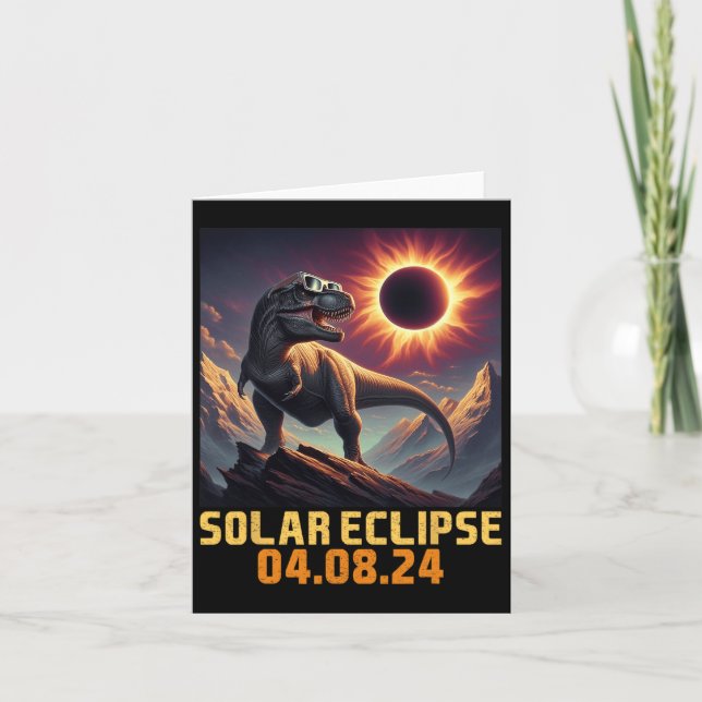 Boys T Rex Dinosaur Astronaut Total Solar Eclipse  Card (Front)